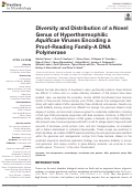 Cover page: Diversity and Distribution of a Novel Genus of Hyperthermophilic Aquificae Viruses Encoding a Proof-Reading Family-A DNA Polymerase