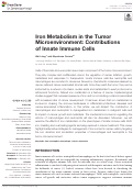 Cover page: Iron Metabolism in the Tumor Microenvironment: Contributions of Innate Immune Cells