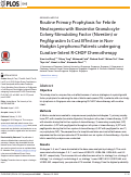 Cover page: Routine Primary Prophylaxis for Febrile Neutropenia with Biosimilar Granulocyte Colony-Stimulating Factor (Nivestim) or Pegfilgrastim Is Cost Effective in Non-Hodgkin Lymphoma Patients undergoing Curative-Intent R-CHOP Chemotherapy