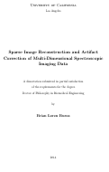 Cover page: Sparse Image Reconstruction and Artifact Correction of Multi-Dimensional Spectroscopic Imaging Data