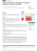 Cover page: Safety and efficacy of plasma exchange in pediatric transverse myelitis