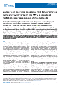 Cover page: Cancer-cell-secreted exosomal miR-105 promotes tumour growth through the MYC-dependent metabolic reprogramming of stromal cells