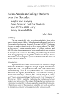 Cover page: Asian American College Students over the Decades: Insights from Studying Asian American First-Year Students from 1971 to 2005 Using Survey Research Data