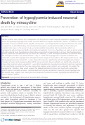 Cover page: Prevention of hypoglycemia-induced neuronal death by minocycline