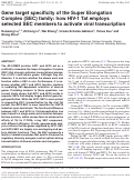 Cover page: Gene target specificity of the Super Elongation Complex (SEC) family: how HIV-1 Tat employs selected SEC members to activate viral transcription