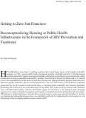 Cover page: Getting to Zero HIV Cases San Francisco: Reconceptualizing Housing as HIV Prevention and HIV Treatment