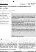 Cover page: Medication prior authorization in pediatric hematology and oncology