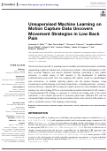 Cover page: Unsupervised Machine Learning on Motion Capture Data Uncovers Movement Strategies in Low Back Pain