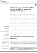 Cover page: Communicating Awareness About COVID-19 Through Songs: An Example From Ghana