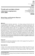 Cover page: Trends and correlates of post-retirement employment, 1977–2009