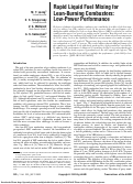 Cover page: Rapid Liquid Fuel Mixing for Lean-Burning Combustors: Low-Power Performance