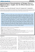 Cover page: Spatiotemporal Characterizations of Dengue Virus in Mainland China: Insights into the Whole Genome from 1978 to 2011