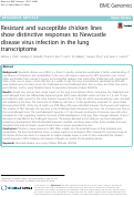 Cover page: Resistant and susceptible chicken lines show distinctive responses to Newcastle disease virus infection in the lung transcriptome