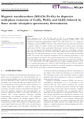 Cover page: Magnetic nanobiosorbent (MG‐Chi/Fe3O4) for dispersive solid‐phase extraction of Cu(II), Pb(II), and Cd(II) followed by flame atomic absorption spectrometry determination