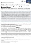 Cover page: Critical elements of international academic partnerships in orthopaedic surgery: a modified Delphi approach.