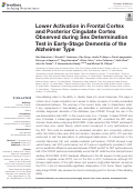 Cover page: Lower Activation in Frontal Cortex and Posterior Cingulate Cortex Observed during Sex Determination Test in Early-Stage Dementia of the Alzheimer Type.