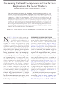 Cover page: Examining Cultural Competence in Health Care: Implications for Social Workers