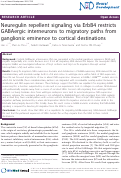 Cover page: Neuregulin repellent signaling via ErbB4 restricts GABAergic interneurons to migratory paths from ganglionic eminence to cortical destinations