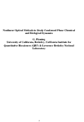 Cover page: Nonlinear Optical Methods to Study Condensed Phase Chemical and Biological Dynamics