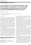 Cover page: Letter from Ralph J Cicerone regarding Edward Calabrese’s paper published online first on August 4th: “how the US national academy of sciences misled the world community on cancer risk assessment: new findings challenge historical foundations of the linear dose response.” [DOI 10.1007/s00204-013-1105-6, Review Article]