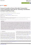 Cover page: Seasonal Assembly of Nectar Microbial Communities Across Angiosperm Plant Species: Assessing Contributions of Climate and Plant Traits.