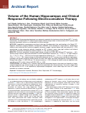 Cover page: Volume of the Human Hippocampus and Clinical Response Following Electroconvulsive Therapy