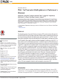 Cover page: PGC−1α Promoter Methylation in Parkinson’s Disease