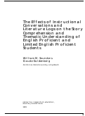 Cover page: The Effects of Instructional Conversations and Literature Logs on the Story Comprehension and Thematic Understanding of English Proficient and Limited English Proficient Students