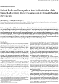 Cover page: Role of the Lateral Intraparietal Area in Modulation of the Strength of Sensory-Motor Transmission for Visually Guided Movements