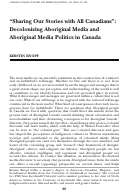 Cover page: "Sharing Our Stories with All Canadians": Decolonizing Aboriginal Media and Aboriginal Media Politics in Canada