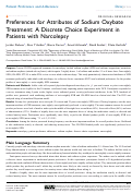 Cover page: Preferences for Attributes of Sodium Oxybate Treatment: A Discrete Choice Experiment in Patients with Narcolepsy