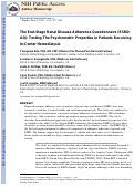 Cover page: The End-Stage Renal Disease Adherence Questionnaire (ESRD-AQ): testing the psychometric properties in patients receiving in-center hemodialysis.