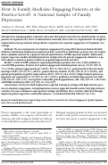 Cover page: How Is Family Medicine Engaging Patients at the Practice-Level?: A National Sample of Family Physicians