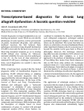 Cover page: Transcriptome-based diagnostics for chronic lung allograft dysfunction: A socratic question revisited