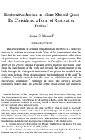 Cover page: Restorative Justice in Islam: Should Qisas Be Considered a Form of Restorative Justice?