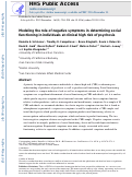 Cover page: Modeling the role of negative symptoms in determining social functioning in individuals at clinical high risk of psychosis