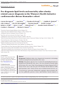 Cover page: Pre-diagnosis lipid levels and mortality after obesity-related cancer diagnosis in the Womens Health Initiative cardiovascular disease biomarker cohort.