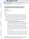 Cover page: Acknowledging the elephant in the room: how stressful environmental contexts shape relationship dynamics