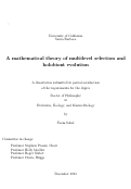 Cover page: A mathematical theory of multilevel selection and holobiont evolution