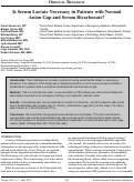 Cover page: Is Serum Lactate Necessary in Patients with Normal Anion Gap and Serum Bicarbonate?