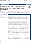 Cover page: Population-based input function for TSPO quantification and kinetic modeling with [<sup>11</sup>C]-DPA-713.