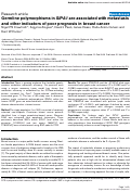 Cover page: Germline polymorphisms in SIPA1are associated with metastasis and other indicators of poor prognosis in breast cancer