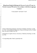 Cover page: Mandarin-English Bilinguals Process Lexical Tones in Newly Learned Words in Accordance with the Language Context