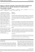 Cover page: History of early life adversity is associated with increased food addiction and sex‐specific alterations in reward network connectivity in obesity