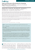 Cover page: National Performance Benchmarks for Screening Digital Breast Tomosynthesis: Update from the Breast Cancer Surveillance Consortium.