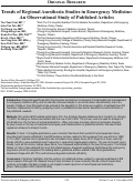 Cover page: Trends of Regional Anesthesia Studies in Emergency Medicine: An Observational Study of Published Articles