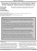 Cover page: Integration of Lung Point-of-care Ultrasound into Clinical Decision Making for Medical Students in Simulated Cases