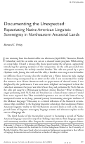 Cover page: Documenting the Unexpected: Repatriating Native American Linguistic Sovereignty in Northeastern Ancestral Lands