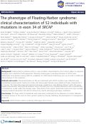 Cover page: The phenotype of Floating-Harbor syndrome: clinical characterization of 52 individuals with mutations in exon 34 of SRCAP