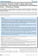 Cover page: Leukocyte Telomere Length in Major Depression: Correlations with Chronicity, Inflammation and Oxidative Stress - Preliminary Findings